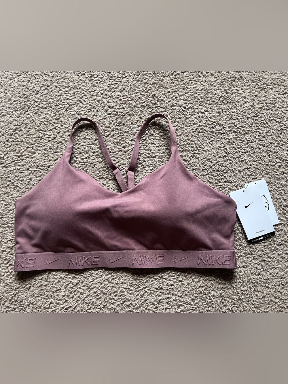 NWT Nike Indy Light Support Padded Adjustable Sports Bra - Smokey Mauve XXL 2XL